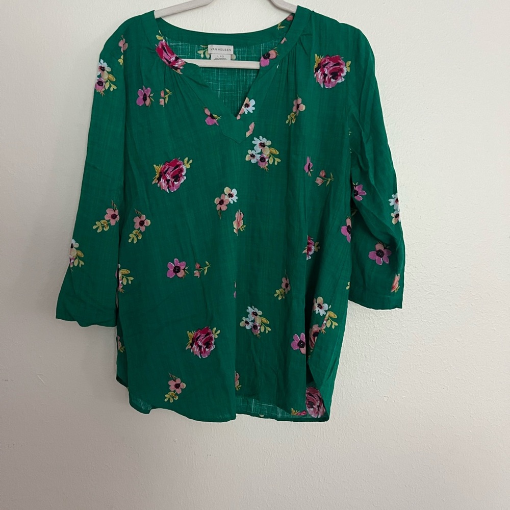 Van Heusen Green Floral Blouse